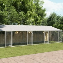 vidaXL Dog Cage with Roof and Doors Gray 39.4'x6.6'x6.6' Galvanized Steel
