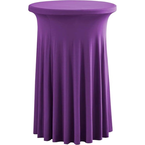 Cocktail Table Covers with Ruffle Skirt Stretch Fitted Cocktail Tablecloth Linens for Round Tables Washable Decorative High Top Table Covers - Purple(60*110cm)