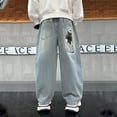 thumbnail image 4 of RUTAYY Toddler Boys Pants Spring Autumn Children Spring Jeans Straight Leg Pants Mid Size Children Stylish Trendy Denim Streetwear Trouser Versatile Pants, 4 of 9