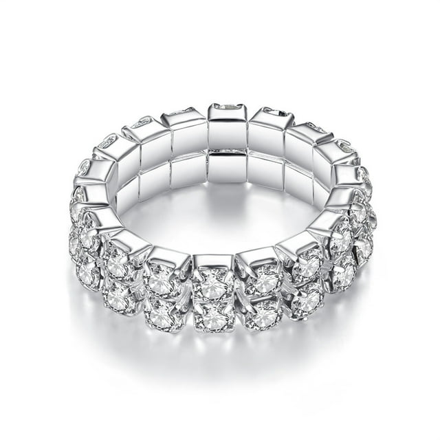 ABPWLY Multi-finger Elastic Diamond Mixed with Automatic Adjustment Elastic Clearance Ring Canada Days Rings Statement Rings for Women