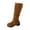 Brown, variant on Knee-High Boots for Women Leather Boots Timeless Boho Chic Casual Style Pair with Dresses and Skirts​​ Block Heel Stretch Figure Flattering Round Toe Side Zip