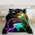 thumbnail image 2 of Manfei Gamepad King Size Comforter Sets,Modern Gamer Bedding Comforter Set,Yellow Purple Green Bedding Set,Ultra Soft Home Decor Reversible,3-Piece, 2 of 8