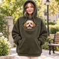 thumbnail image 4 of Women's Pet Dog Pouch Hoodie, Oversized Dog Carrier Sweatshirt with Large Pocket, Long Sleeve Dog Hoodie & Cozy Winter Clothes, 4 of 4