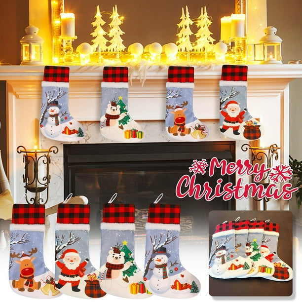 Xihbxyly Calcetines Navideños a Cuadros de Anciano, Diseño de Bolsa de Dulces Festivos, Linda Decoración de Enano, Perfectos para La Mesa Navideña y El Hogar, Ideales para Acción de Gracias y Navidad