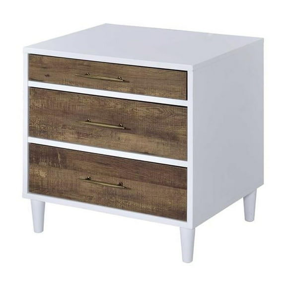 ACME Lurel Nightstand in White and Weathered Oak