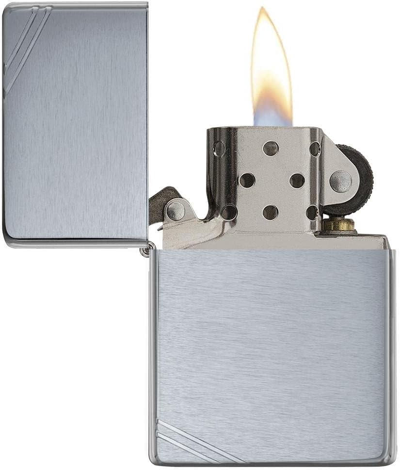 Zippo Personalized Chrome Windproof Lighter Custom Message Engrave (Vintage with Slashes #230)
