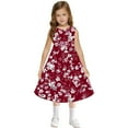 thumbnail image 7 of Spazoro Little & Big Girls A-Line Dress, Crew Neck 2025 New Style Floral Print Sleeveless Summer Dresses for Child Girls Red Size 5 T, 7 of 7