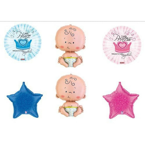 Welcome Prince and Princess Twin Baby shower Balloon Decorating Kit Supplies