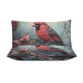 thumbnail image 3 of 3 Pcs Soft Bedding Set, Includes 1 Duvet Cover with Zipper And 2 Pillow,Shams Red Bird Northern Cardinal Full(79"×90"), 3 of 8