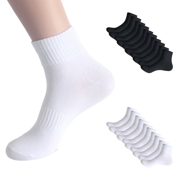 FCLoft Unisex Cotton Socks - 5-Pack Mid-Calf & Ankle Socks, Solid Color Athletic Gym Daily Socks
