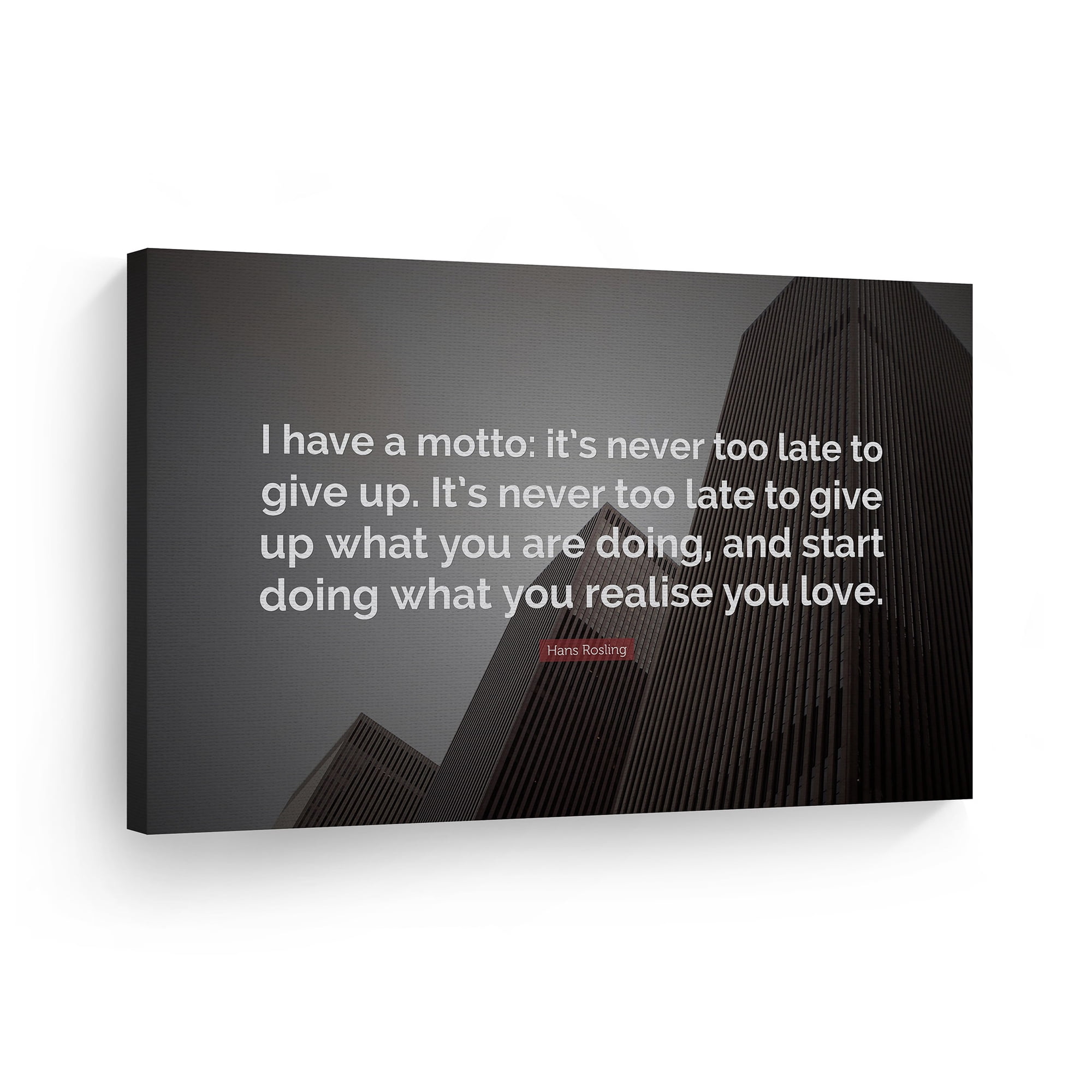 Smile Art Design It Is Never Too Late To Give Up Motivational Wall Art Quote Canvas Print Motivational Home Decor Artwork Bedroom Living Room Ready to Hang Made in the USA - 23x36