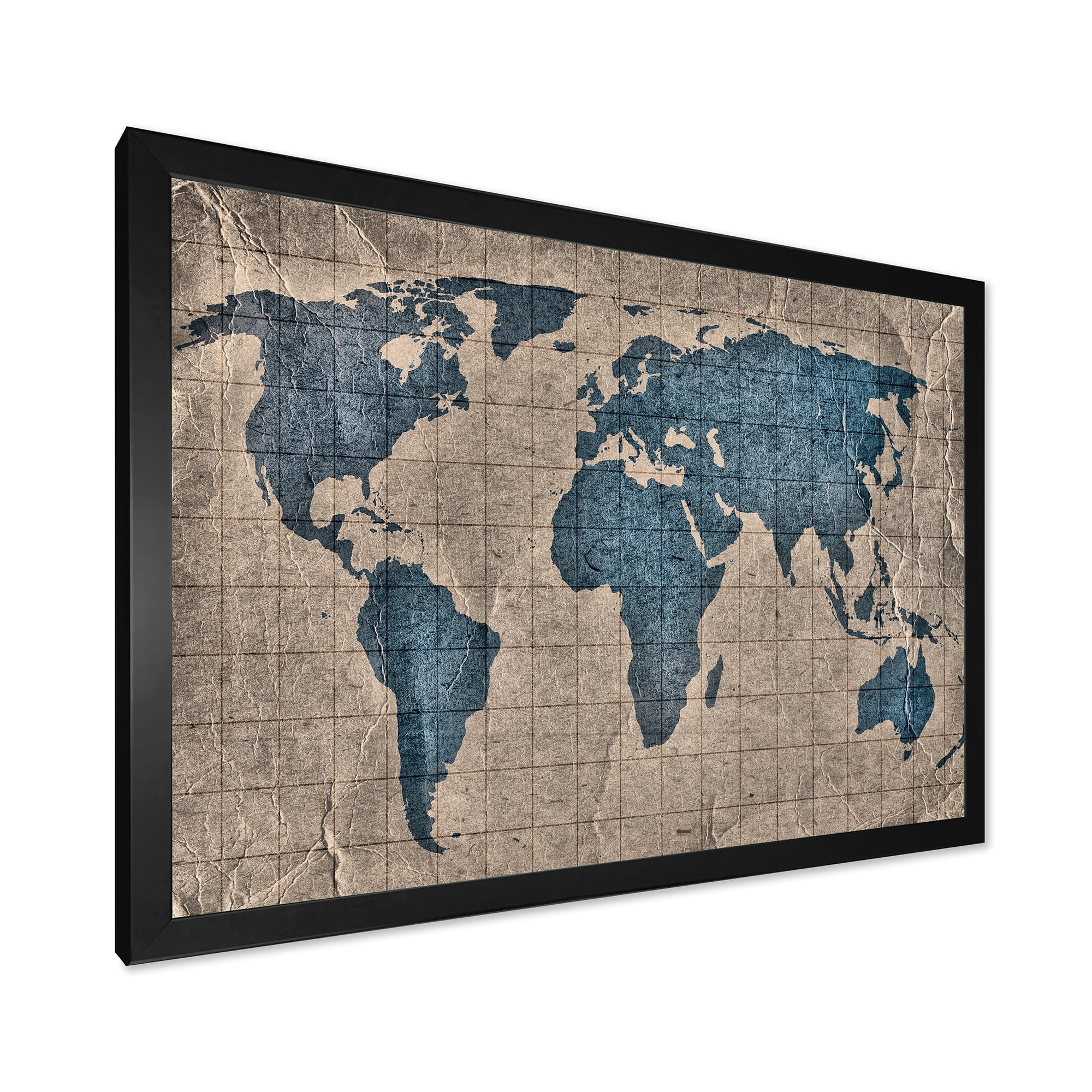 Designart 'Ancient World Map I' Rustic Framed Art Print