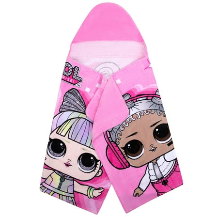 LOL Surprise Kids Hooded Towel, 100% Cotton, Pink