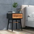 thumbnail image 2 of Costway Table de Chevet Moderne Table d'Appoint de Chevet avec Tiroir de Rangement et Pieds en Bois Massif Noir, 2 of 9