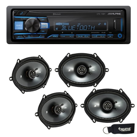 Alpine UTE-73BT Bluetooth Receiver (No CD), and Two Pairs of 43CSC684 6x8" / 5x7" Coaxial Speakers