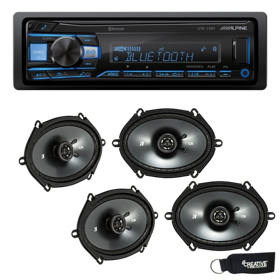 Alpine UTE-73BT Bluetooth Receiver (No CD), and Two Pairs of 43CSC684 6x8" / 5x7" Coaxial Speakers