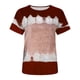 thumbnail image 4 of ICHUANYI Clearance Women's Tops Women's Fashion Casual Loose Blouse Tiy-dye Printing Round Neck T-Shirt Shirts Blouse Print Tee(Wine, S) ICHUANYI WER2023080805033, 4 of 5