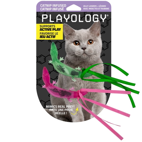 Playology Lizards with Insects and Ribbons Cat Toy with Catnip, 2 count