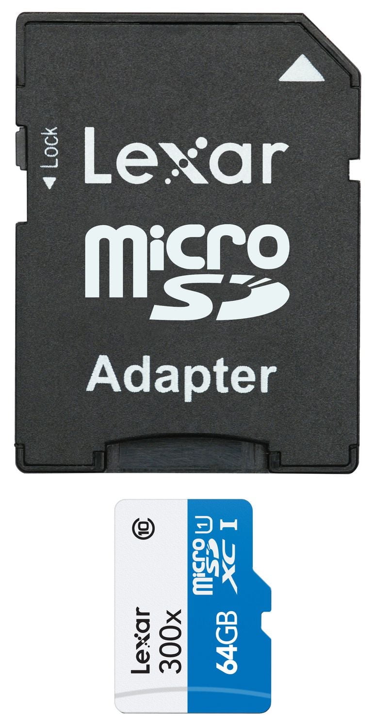 Lexar® High-Performance 64GB microSDXC™ UHS-I cards (300x) with Adapter
