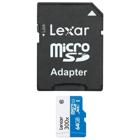 Lexar® High-Performance 64GB microSDXC™ UHS-I cards (300x) with Adapter