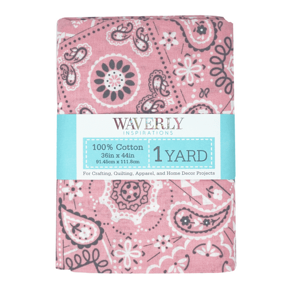 Waverly Inspirations 1 Yard Cut 100% Cotton Prints Fabric Bandana Grey 44" Wide for Quilting & Sewing