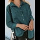 thumbnail image 5 of Camisas de Mujer con Botones y Cuello en V, Camisa Informal Holgada Verde Oscuro XXL, 5 of 9