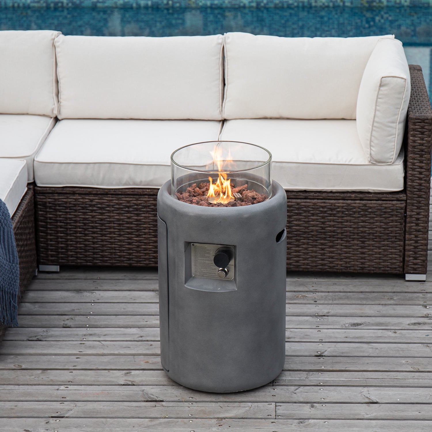 VENTOPYR Outdoor 16-inch 40,000 BTU Round Propane Fire Pit (Grey)