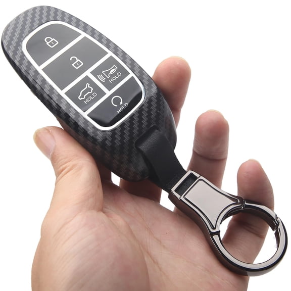 For Hyundai Key fob Cover Premium Carbon fiber pattern Fits for 2024 2023 2022 2021 Hyundai Sonata Santa fe Tucson Smart 5 Button Key Case Shell (A-Model (5 buttons))