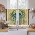 thumbnail image 2 of Retro Peacock Feathers Kitchen Curtains, Vintage Abstract Art Light Filtering Window Curtain Panels, 2Pcs Rod Pocket Window Treatments Set for RV Dining Room Study Room 42x45 Inches, 2 of 9