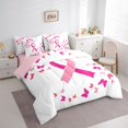 thumbnail image 3 of Feelyou Breast Cancer Awareness Twin Bedding Sets 7-Piece, Kawaii Butterfly Animal Bedding Comforter Set, Teen Kid Women Girl Reversible Sheet Sets, Microfiber Bedroom Decor, 3 of 7