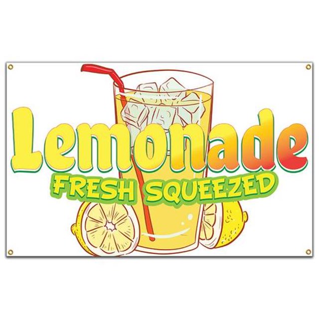 SignMission 48 Po Bannière Fraîchement Pressée de Limonade avec Support de Concession Camion de Nourriture Simple Face