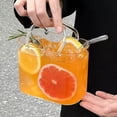 thumbnail image 5 of Glass Bubble Cup with Straw - Handbag Shaped Portable Trendy Drinking Glass - Reusable Beverage Cup for Juice Tea Coffee - Clear, 5 of 6