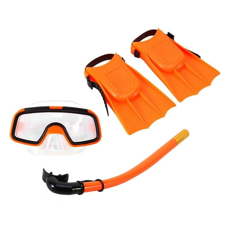 LAFGUR Yosoo Children Kids Swimming Diving Silicone Fins+Snorkel Scuba Eyeglasses+Mask Snorkel Orange, Kids Mask Snorkel, Diving