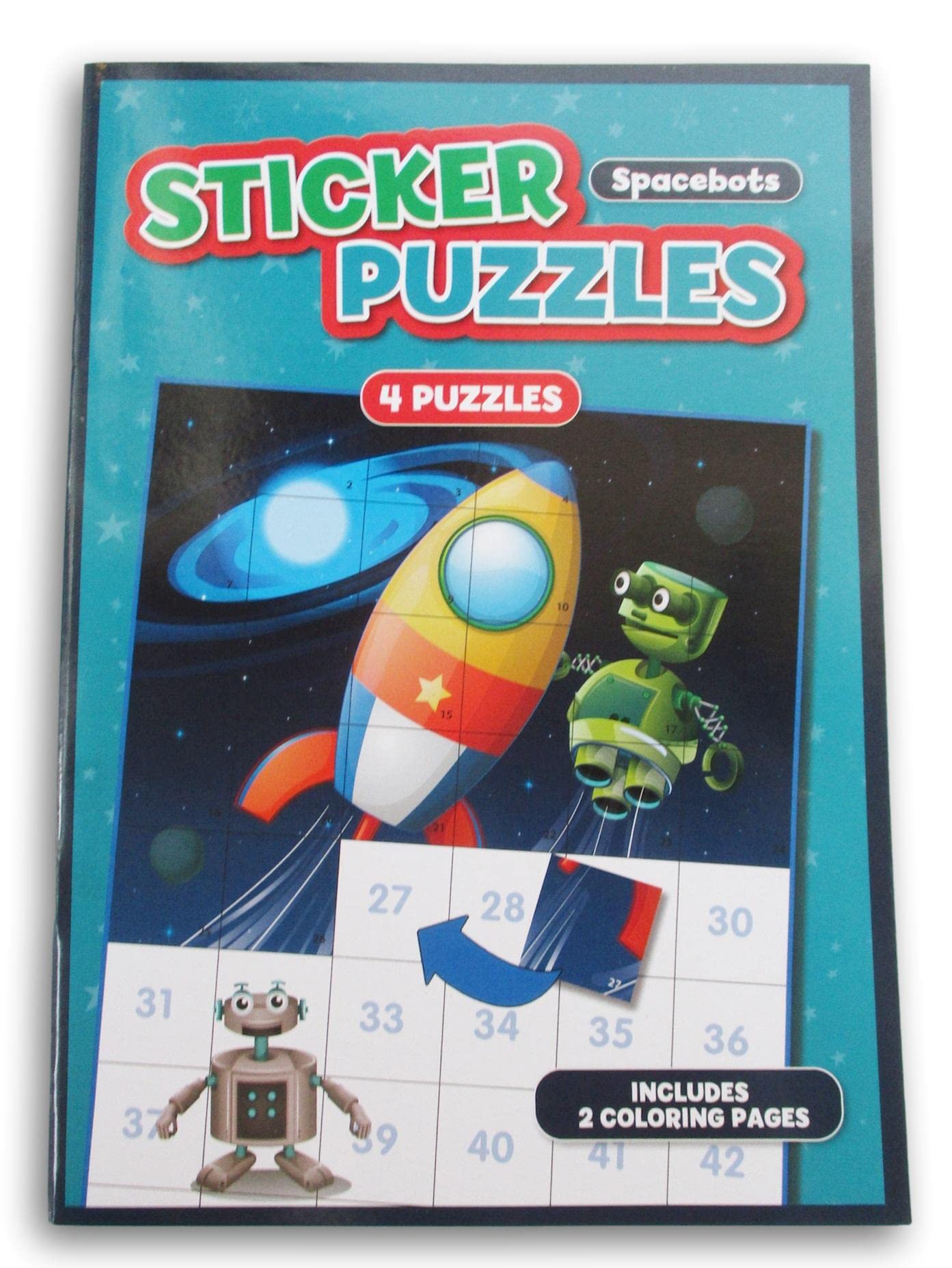 Activity Books Sticker Puzzle Book with 4 Puzzles and 2 Coloring Pages
