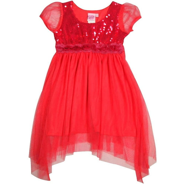 Lipstik - Lipstik Girls Short Sleeve Party Dress Coral / 4 - Walmart