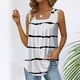 thumbnail image 4 of Básicos camisetas sin mangas para las mujeres Chaleco de verano Suelto plisado Cuello cuadrado Top sin mangas Dobladillo curvo Suelto Top de mujer de tamaño (White, L), 4 of 5