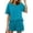 Blue Green, variant on Ekouaer Women's 2 Piece Pajama Sets Short Sleeve Lounge Sets Soft Round Neck Top and Shorts Sleepwear