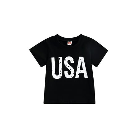 

4th of July Toddler Kids Baby Boys T-shirt USA Print Short Sleeve Shirts Tops Summer Independence Day Clothes