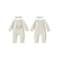 thumbnail image 2 of RUINIXCW Newborn Baby Girl Hospital Going Home Outfit Infant Girls Spring Fall Winter Clothes Goose Jumpsuit Ruffled Long Sleeve Romper Headband, 2 of 10