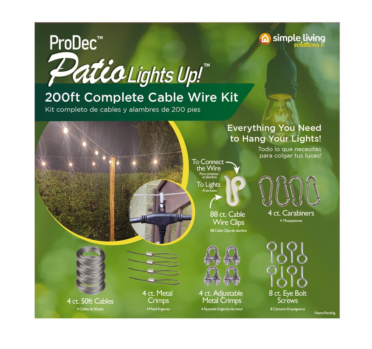 Simple Living Solutions 200 ft String Light Hanging Kit, 122 Pieces, Outdoor Use