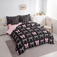 thumbnail image 2 of jejeloiu Pink Bowknot 7-Piece Twin Bedding Sets,Ribbon Bow Tie Bedding Comforter Set For Girls Kids Reversible, 2 of 7