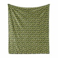 thumbnail image 1 of Peony Soft Flannel Fleece Throw Blanket, Flowers Leaves Flourishing Nature Arrangement on Greyscale Background, Cozy Plush for Indoor and Outdoor Use, 50" x 60", Taupe Grey Yellow Green, by Ambesonne, 1 of 6