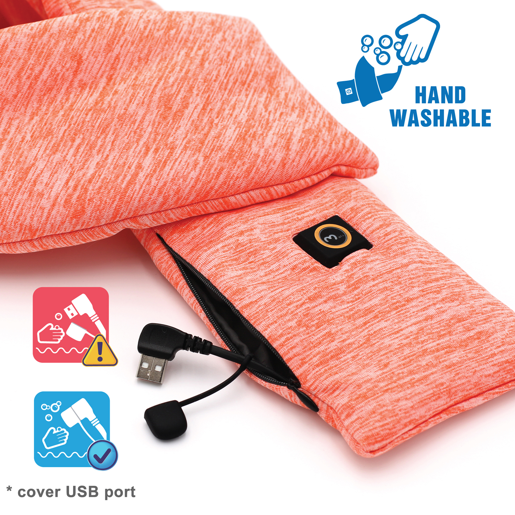Omats USB-Powered Heated Neck Warmer, Stylish Thermal Neck Wrap for Men and Women, Easy to Use, Three Heat Levels, Far Infrared Ray Heating Technology