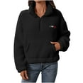 thumbnail image 3 of Fewfanhot Fall Outfits for Women 2025 Sherpa Fleece Half-Zip Pullover Cozy Warm Long Sleeve Sweatshirt Outerwear with Pockets, 3 of 7