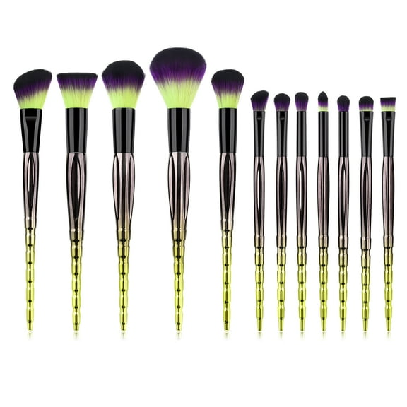 Yellow - Natural Hair Makeup Brush 12 Pcs Set