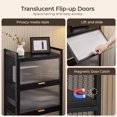thumbnail image 2 of Bakers Rack with Flip Doors, 3 Tier Kitchen Cabinets with Iron Mesh Design, Kitchen Racks and Shelves for Spices, Pots and Pans, 100LBS Weight Capacity Per Layer, 2 of 9