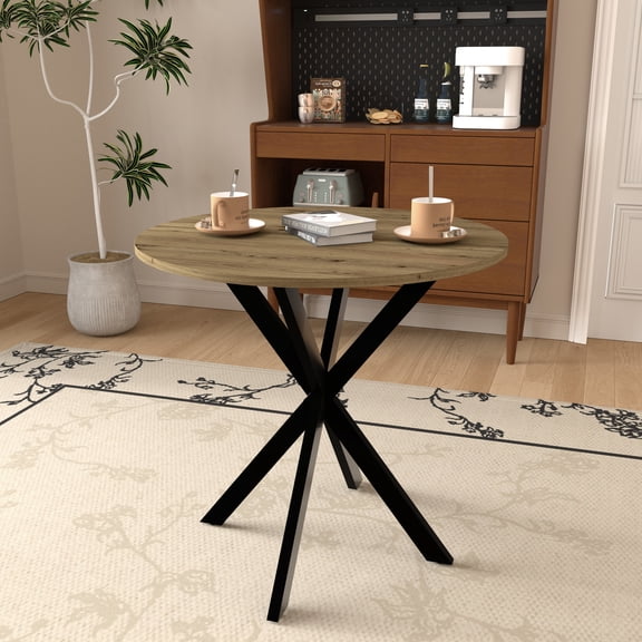 Livitopia 31 Inch Round Dining Table Set for 4, Kitchen Room Circle Dinner Pedestal Tables, Space Saving Wood Kitchen & Dining Room Furniture (Only Table)