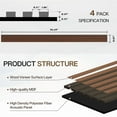 thumbnail image 3 of 4 Pack Slat Wall Panels 3D Wood Wall Panels Felt Backing, 7.87x94.48 inch Acoustic Panels Sound Absorbing, 3D Wall Panels Decoration for Interior Wall Decor, Sound Proof Felt Panels for Walls, Walnut, 3 of 7