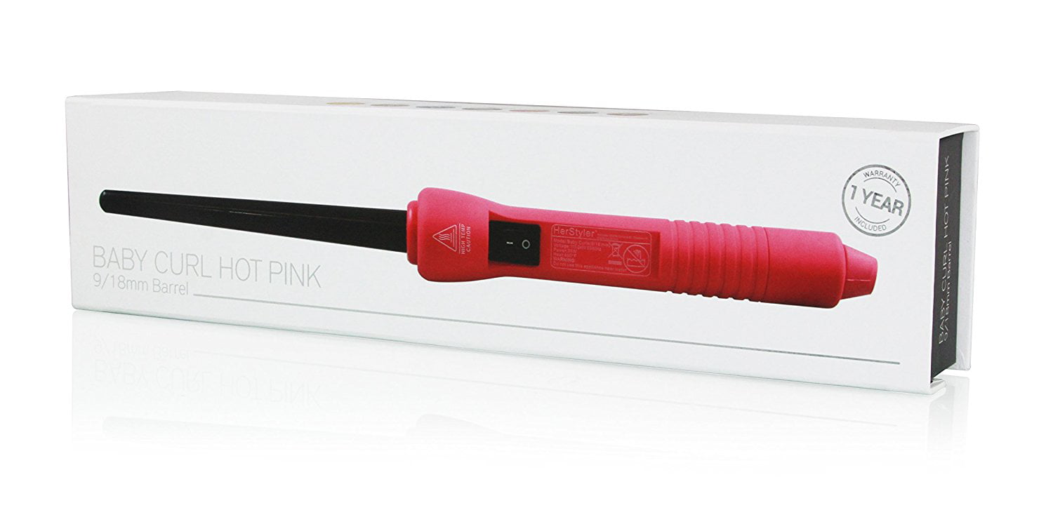 Herstyler Baby Curls Curling Iron, 9 / 18 mm, Dual Voltage, Pink ...