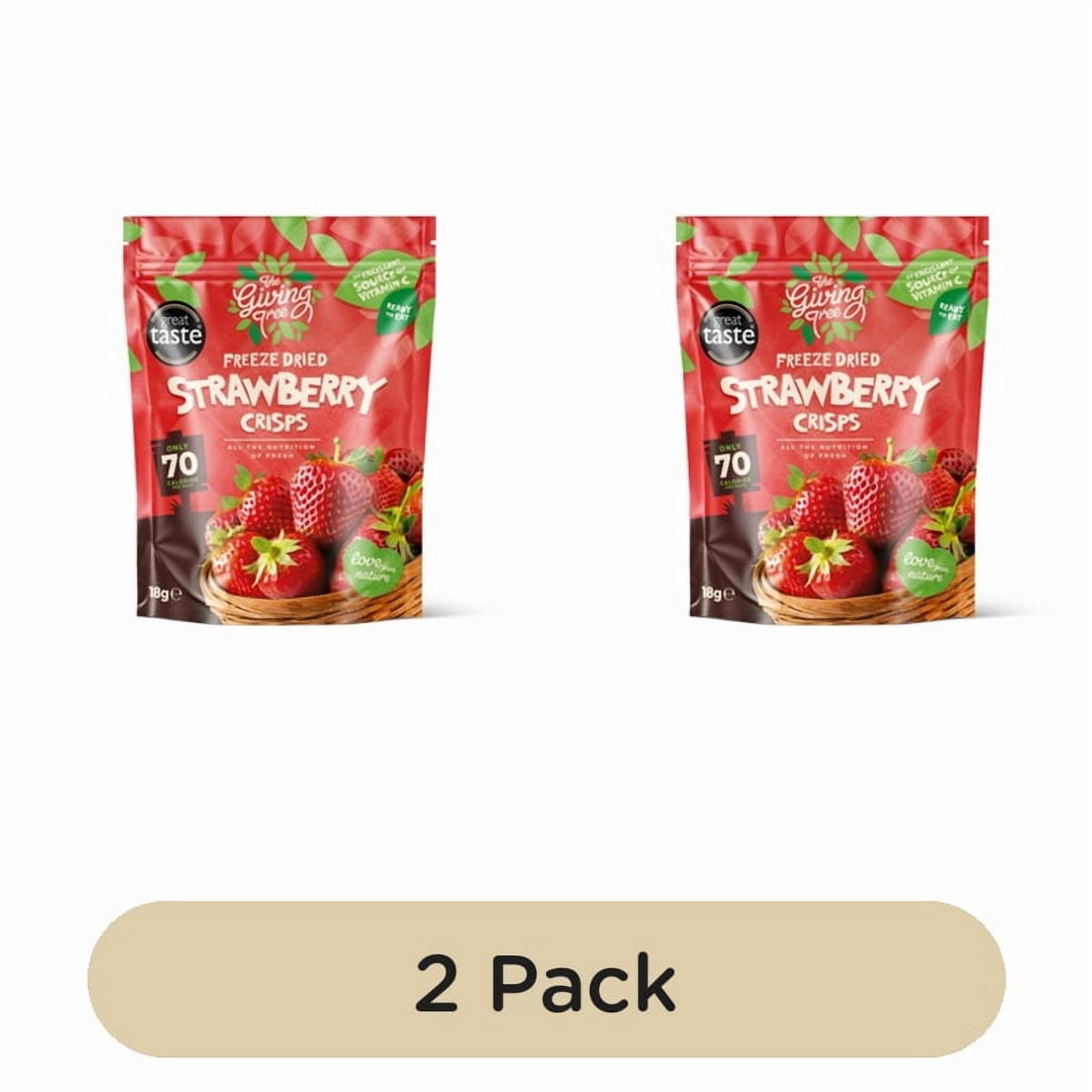 The Giving Tree Freeze Dried Strawberry Crisps 18g, British Import (Pack of 2)